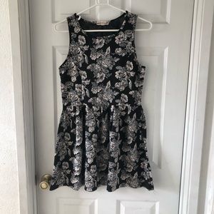 Black and White Roses Skater Dress
